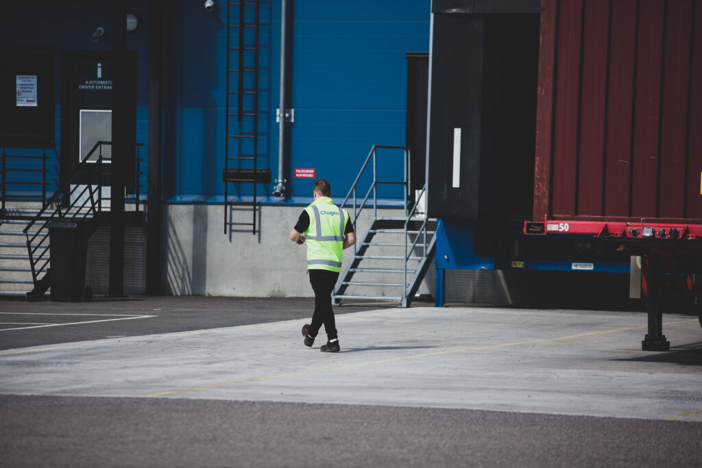 Worker of Logitri Oy walking